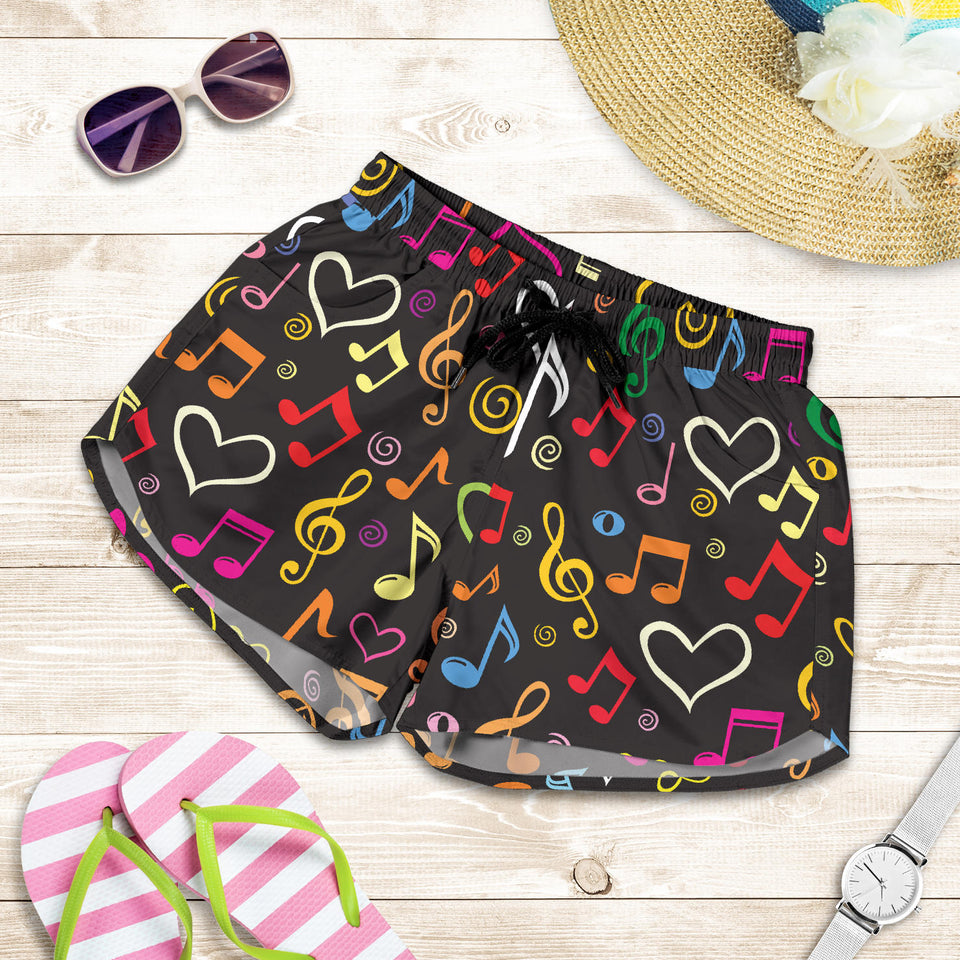 Music Notes Pattern Print Design 02 Women Shorts