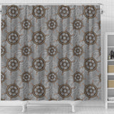 Nautical Wood Steering Wheel Pattern Shower Curtain Fulfilled In US