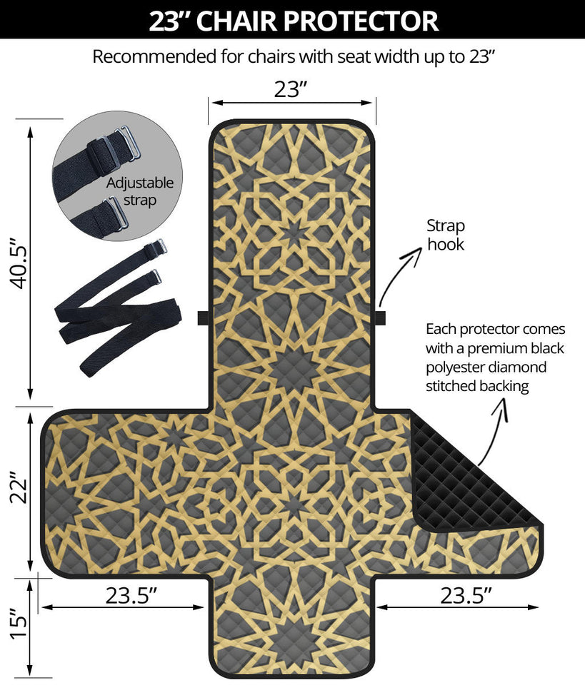 arabic star gold pattern Chair Cover Protector