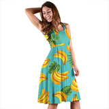 Banana Palm Leaves Pattern Background Sleeveless Midi Dress