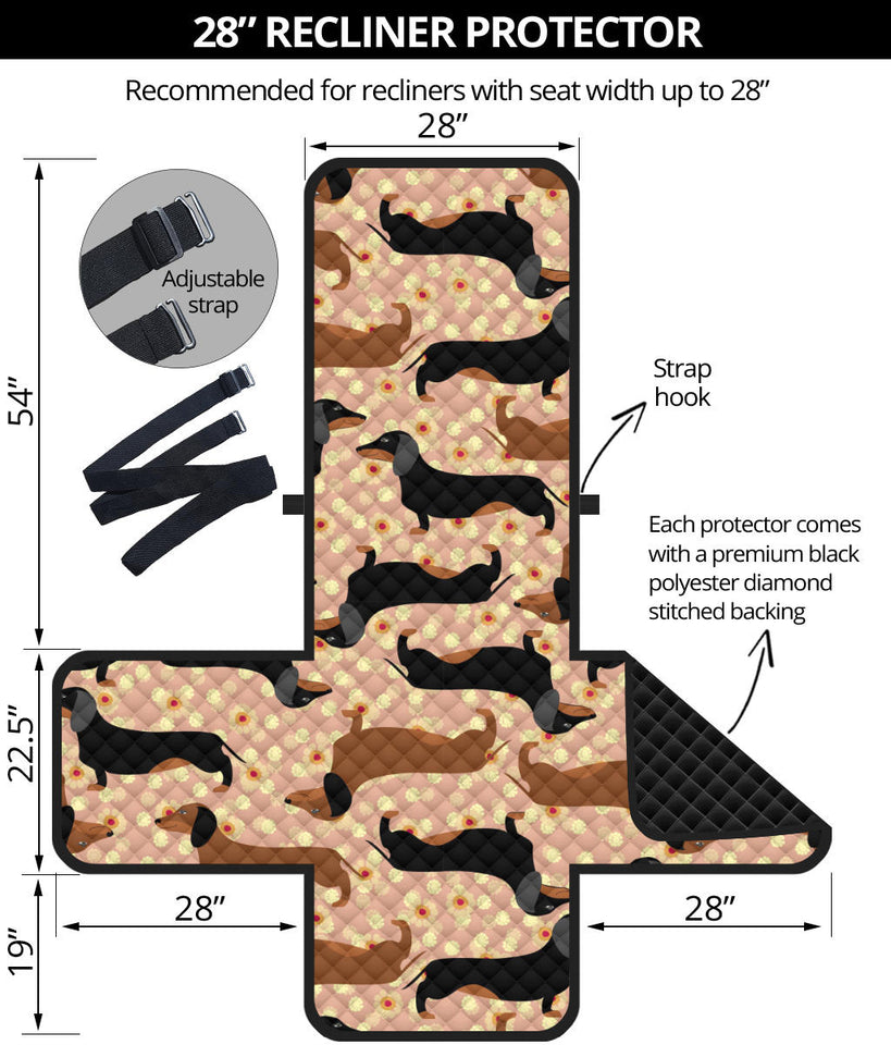 Dachshund floral background Recliner Cover Protector