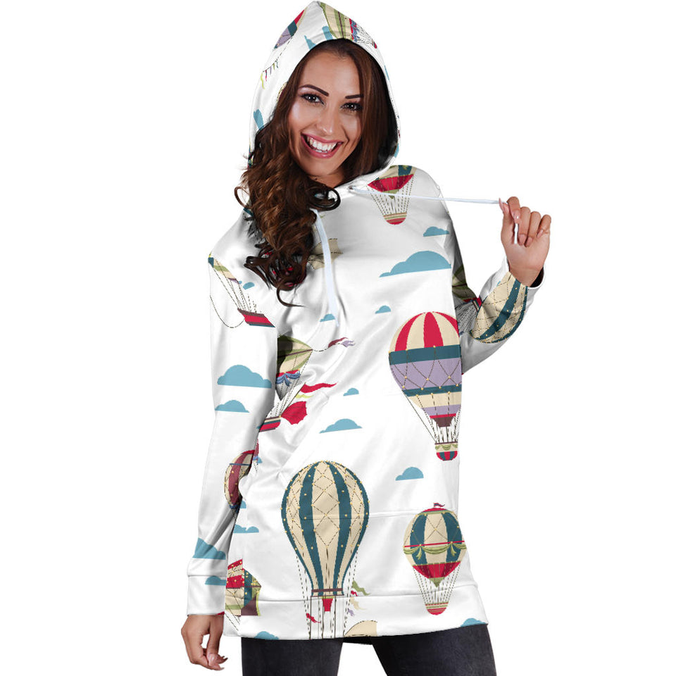 Hot Air Balloon Pattern Women'S Hoodie Dress