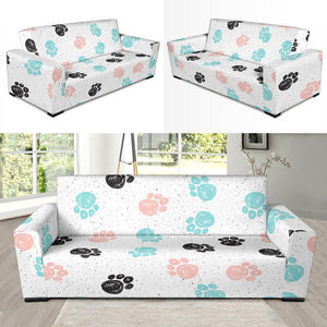 Dog Paws Pattern Print Design 04 Sofa Slipcover