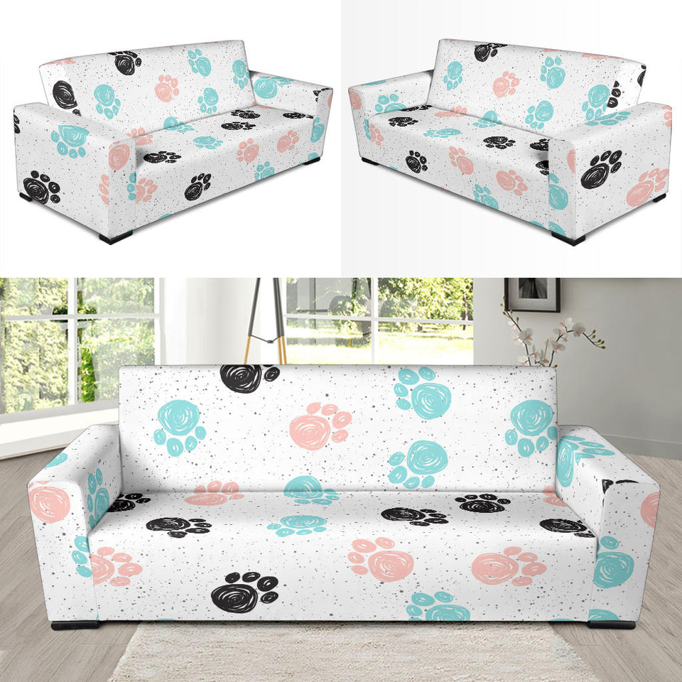 Dog Paws Pattern Print Design 04 Sofa Slipcover