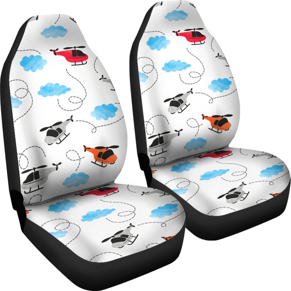 Watercolor Helicopter Cloud Pattern Universal Fit Car Seat Covers