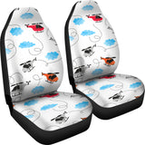 Watercolor Helicopter Cloud Pattern Universal Fit Car Seat Covers