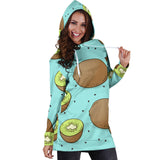 Kiwi Blue Background Women'S Hoodie Dress