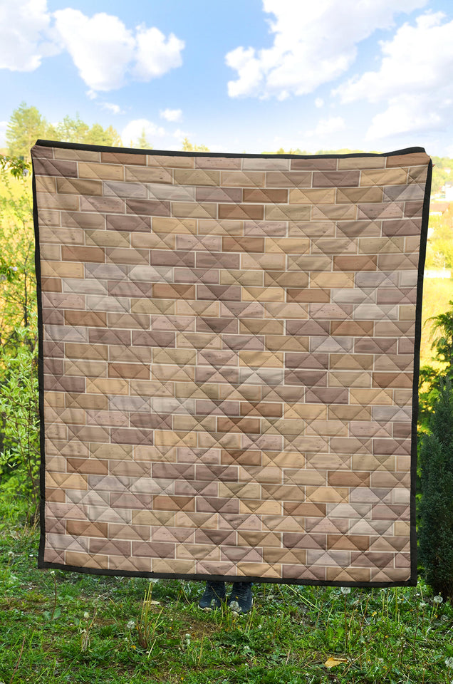 Brick Printed Pattern Print Design 01 Premium Quilt