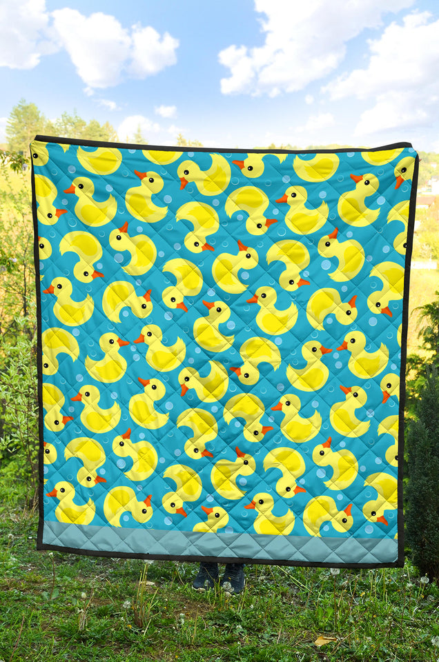 Duck Toy Pattern Print Design 04 Premium Quilt