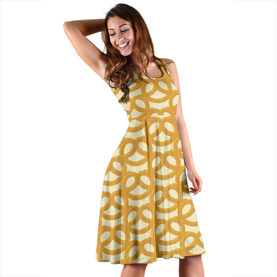 Pretzels Pattern Print Design 01 Sleeveless Midi Dress