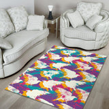 Colorful Crow Illustration Pattern Area Rug