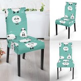 Cute Sheep Green Background Dining Chair Slipcover