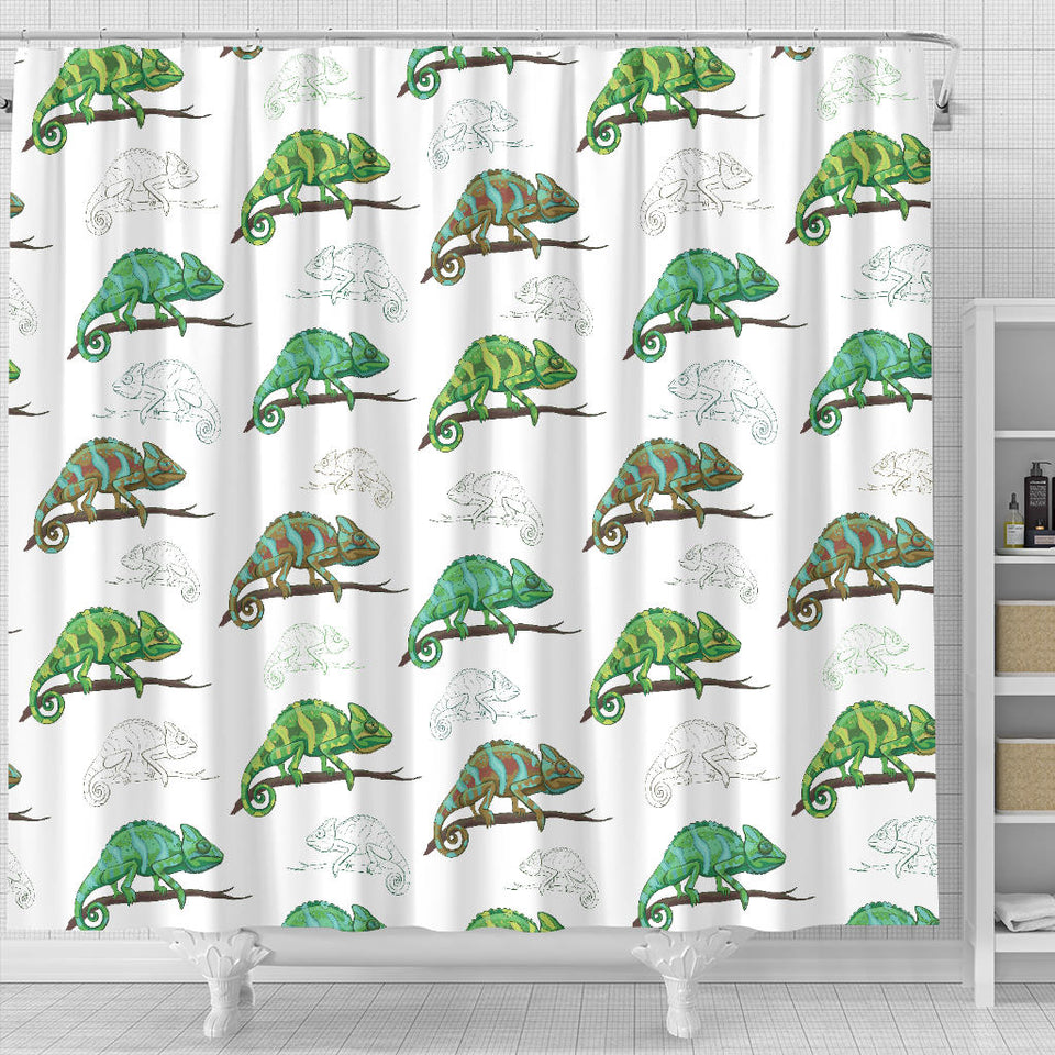 Chameleon Lizard Pattern Shower Curtain Fulfilled In US