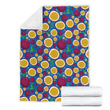 Passion Fruit Blue Background Premium Blanket