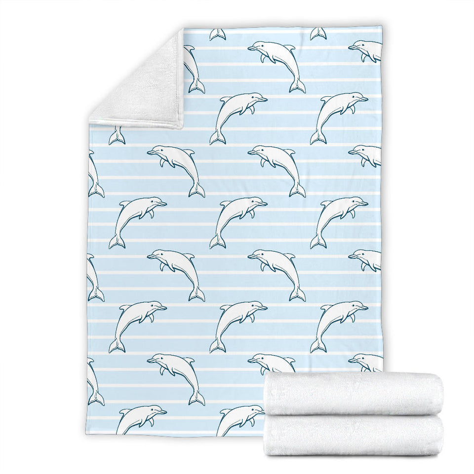 Dolphin Blue Striped Background Premium Blanket