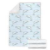 Dolphin Blue Striped Background Premium Blanket
