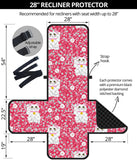 Maneki Neko Lucky Cat sakura pink background Recliner Cover Protector
