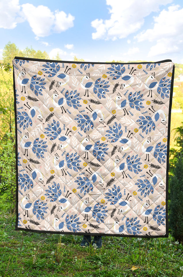 Cute Peacock Pattern Premium Quilt