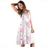 Hand Drawn Ice Cream Pattern Sleeveless Midi Dress