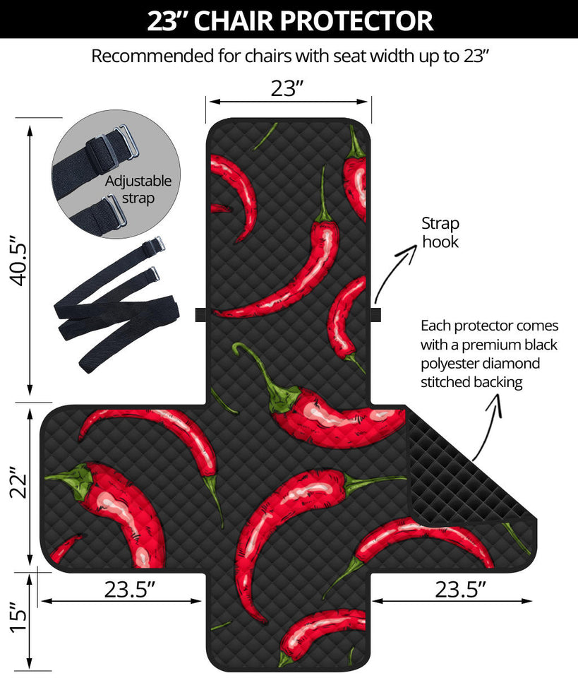 Chili peppers pattern black background Chair Cover Protector