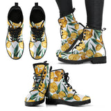 Yellow Tulips Pattern Leather Boots