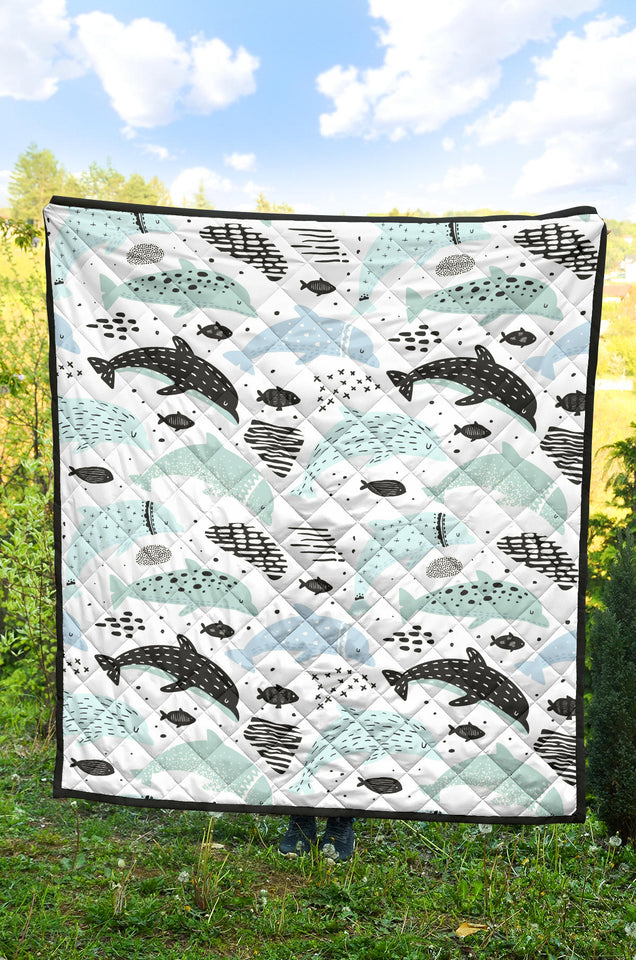 Cute Dolphins Childish Style Pattern Premium Quilt