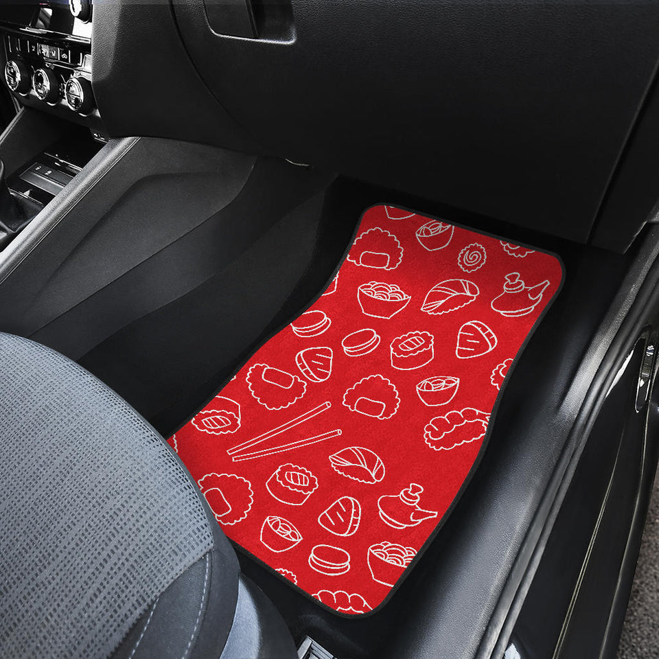 Sushi Pattern Red Background Front Car Mats