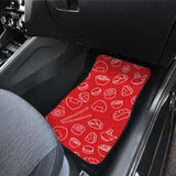 Sushi Pattern Red Background Front Car Mats