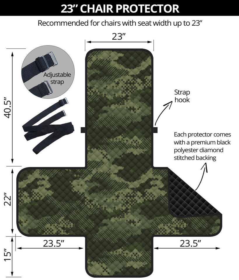 Digital Green camo camouflage pattern Chair Cover Protector