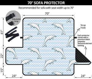 Dolphin blue striped background Sofa Cover Protector