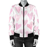Watercolor Pink Heart Pattern Women'S Bomber Jacket