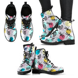 Dragonflies Ginkgo Leaves Pattern Leather Boots