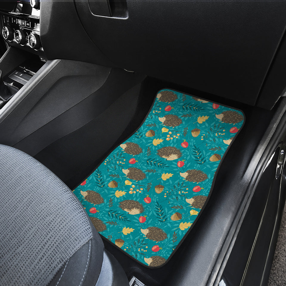Hedgehog Pattern Print Design 01 Front and Back Car Mats