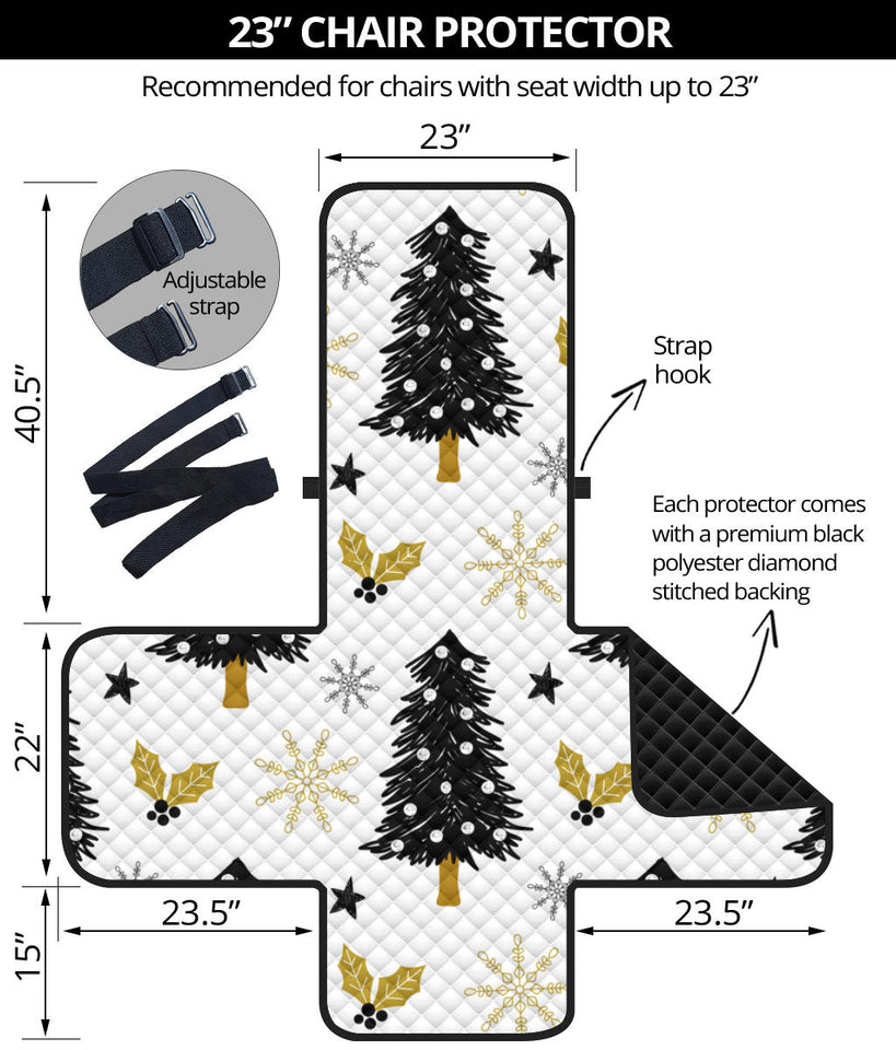 Christmas tree holly snow star pattern Chair Cover Protector