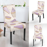 Cakes Pies Tarts Muffins And Eclairs Purple Blueberry Topping Pattern Dining Chair Slipcover