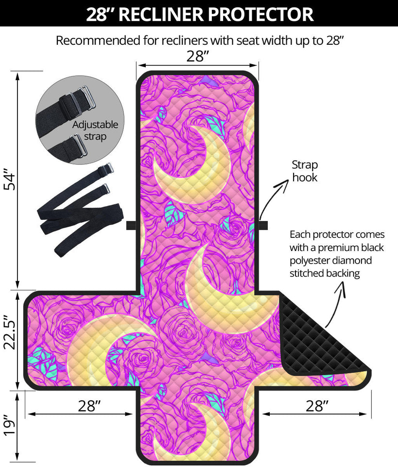 Moon pink rose background Recliner Cover Protector