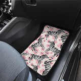 Zebra Pink Flower Background Front And Back Car Mats