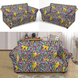 Cute Yellow Monkey Leaves Pattern Loveseat Couch Slipcover