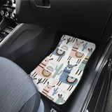 Lama Alpaca Cactus Hand Drawn Pattern Front And Back Car Mats