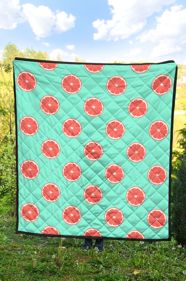 Grapefruit Green Background Premium Quilt