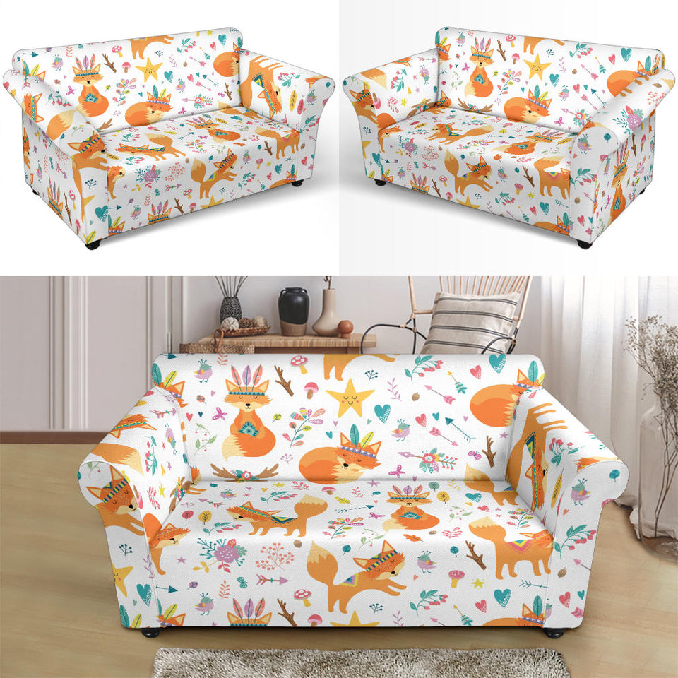 Cute Tribal Fox Pattern Loveseat Couch Slipcover