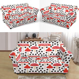 Red Mushroom Dot Pattern Loveseat Couch Slipcover