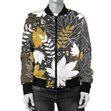 Beautiful Gold Autumn Maple Leaf Pattern Women'S Bomber Jacket