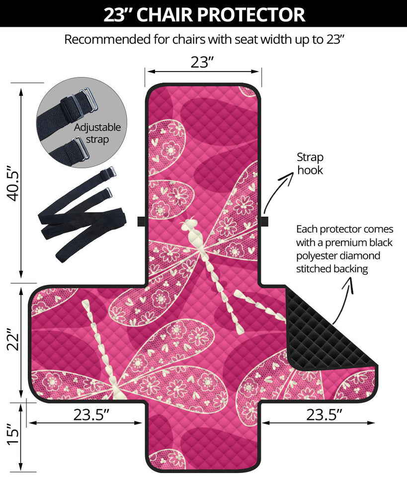 Beautiful dragonfly pink background Chair Cover Protector