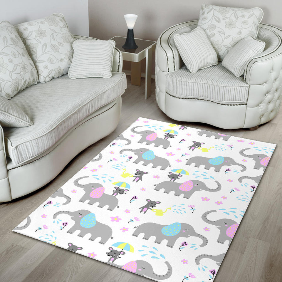 Cute Elephant Mouse Pattern Area Rug