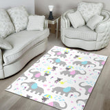 Cute Elephant Mouse Pattern Area Rug
