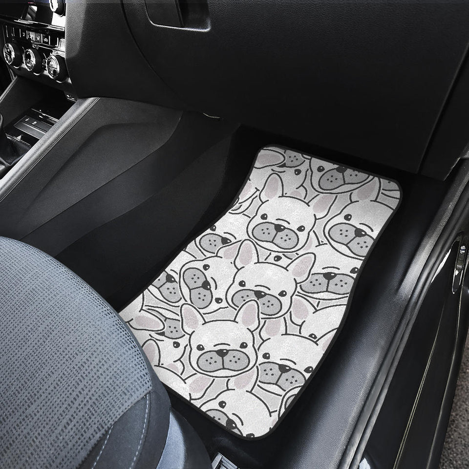 Cute French Bulldog Head Pattern Front And Back Car Mats