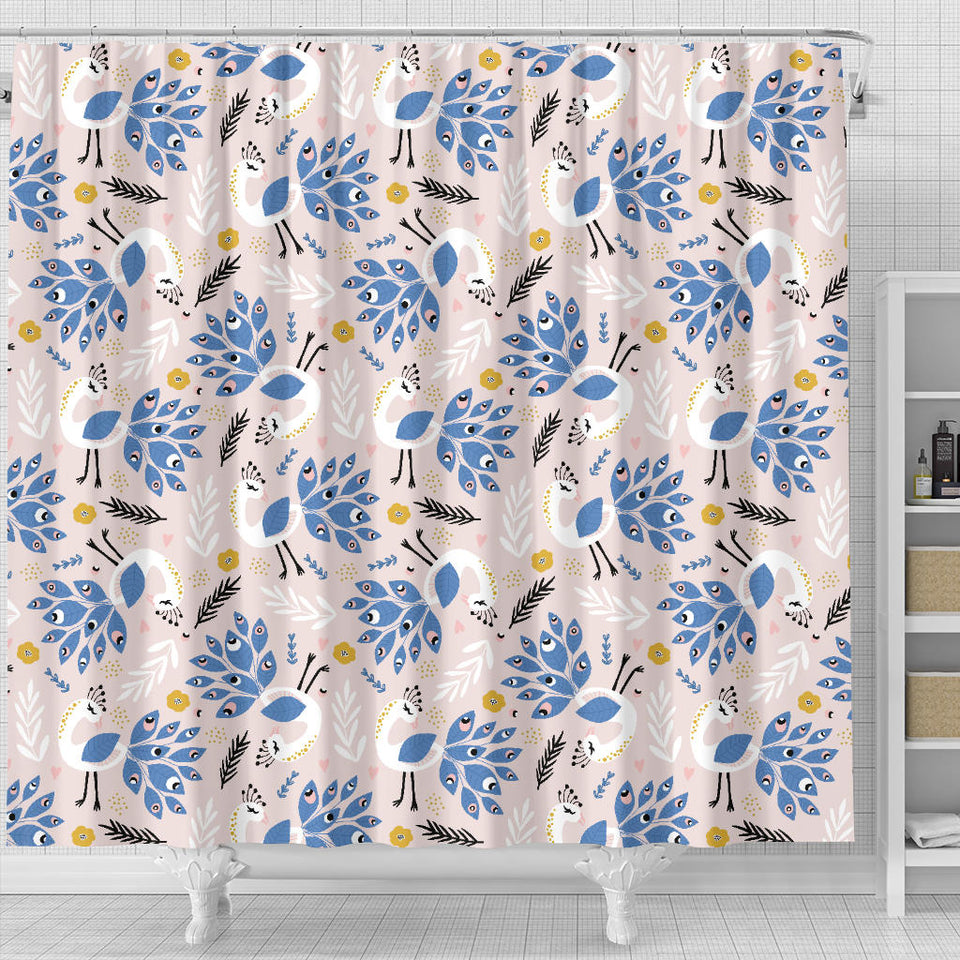 Cute Peacock Pattern Shower Curtain Fulfilled In US