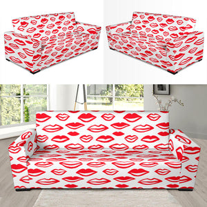 Lips Pattern Print Design 05 Sofa Slipcover