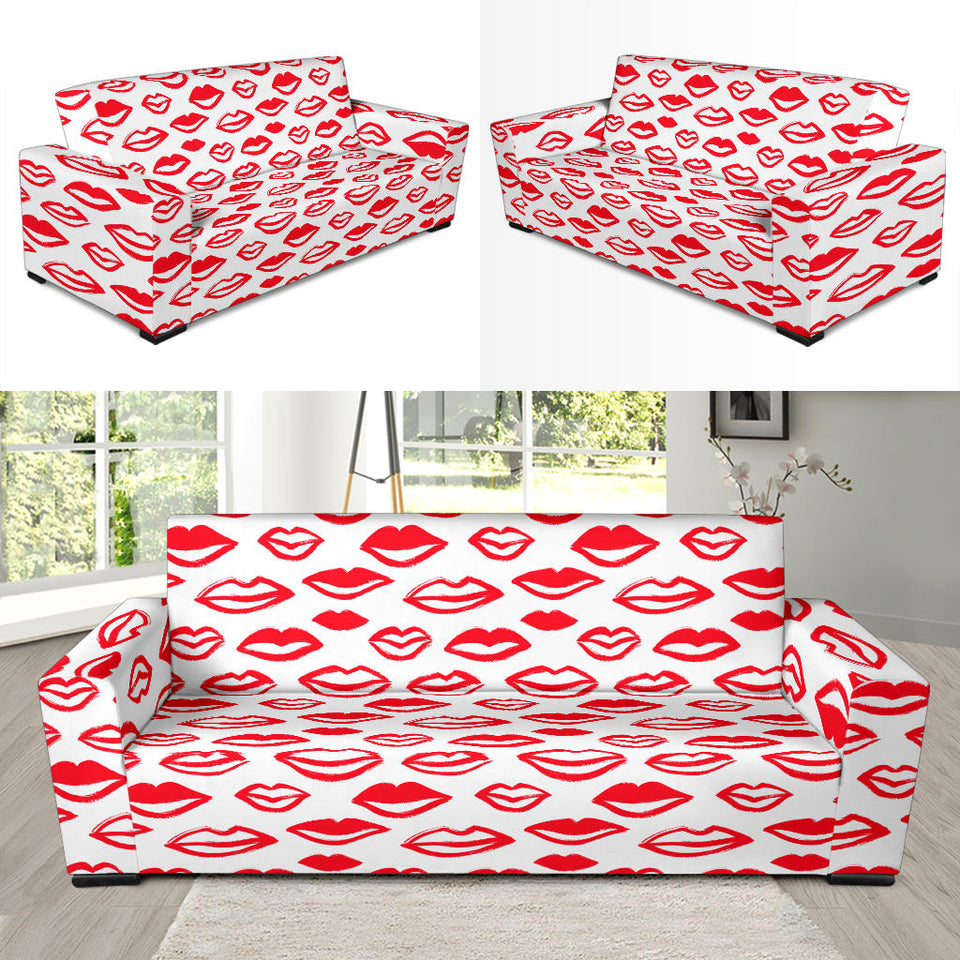 Lips Pattern Print Design 05 Sofa Slipcover